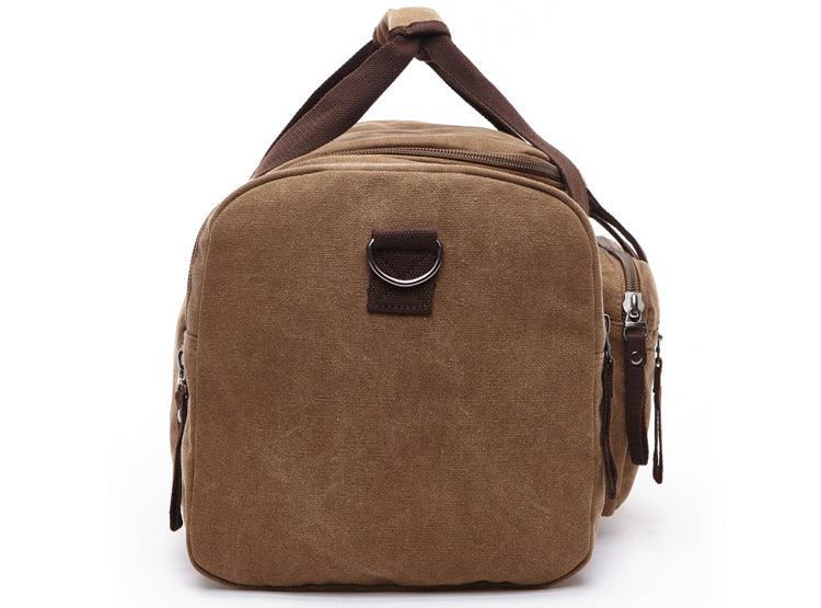 Grey Vintage Canvas Gym Duffel Unisex Travel Tote Bag - Obeezi.com
