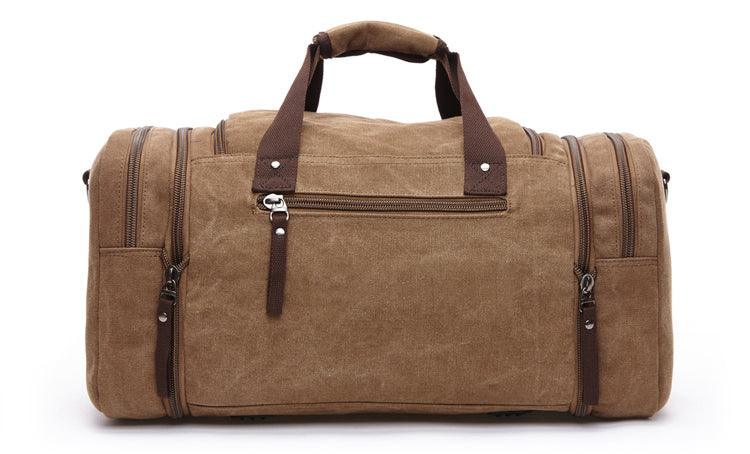 Grey Vintage Canvas Gym Duffel Unisex Travel Tote Bag - Obeezi.com