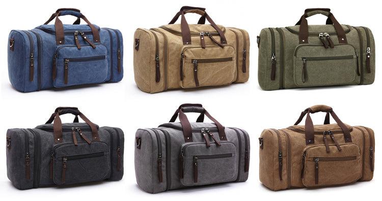 Grey Vintage Canvas Gym Duffel Unisex Travel Tote Bag - Obeezi.com