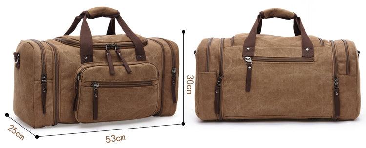 Grey Vintage Canvas Gym Duffel Unisex Travel Tote Bag - Obeezi.com