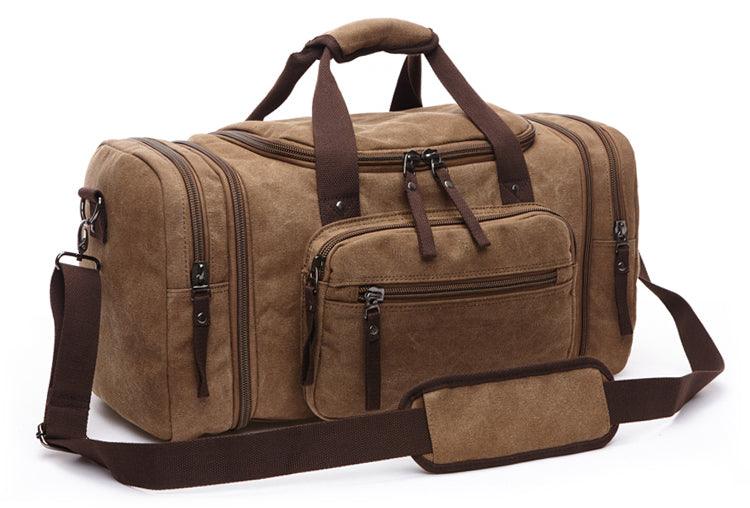 Grey Vintage Canvas Gym Duffel Unisex Travel Tote Bag - Obeezi.com
