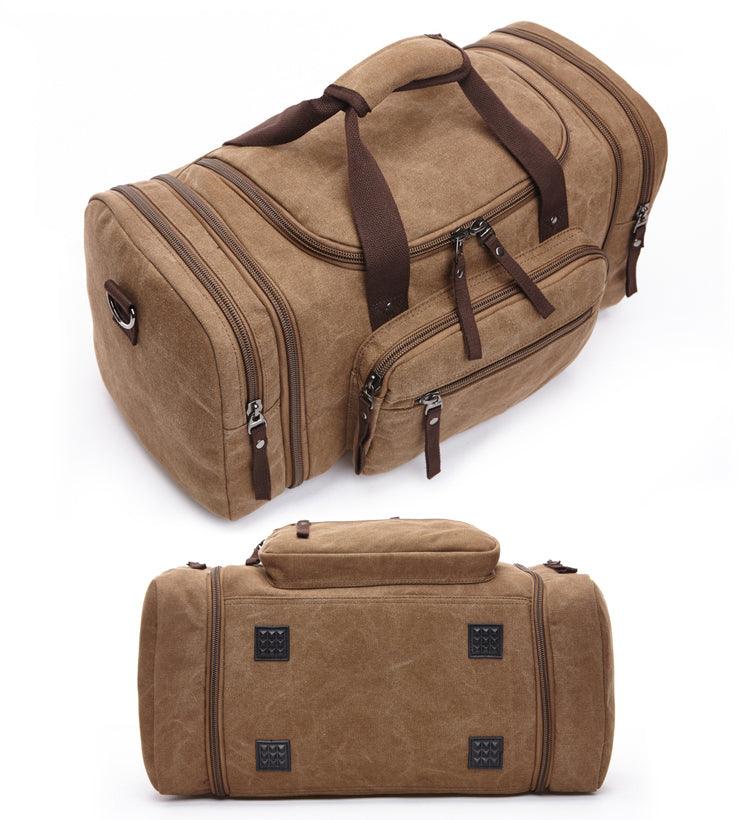 Grey Vintage Canvas Gym Duffel Unisex Travel Tote Bag - Obeezi.com