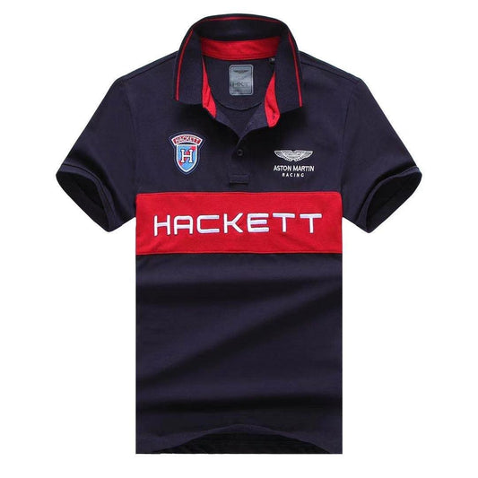 Hackett Aston Martin Racing Men's Premium Cotton Polo Shirt- NavyBlue - Obeezi.com