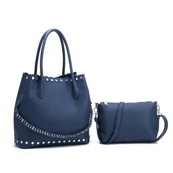 High Quality Round Shape Women Leather Blue 2 In 1 Sets Fashion Style handbag - Obeezi.com