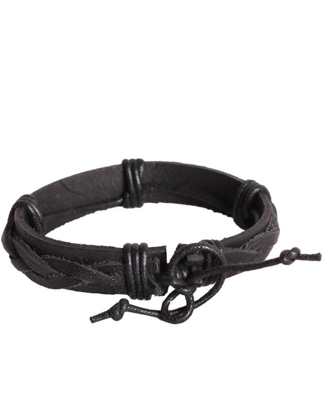 Infinity Knot Bracelet, Black Leather - Obeezi.com