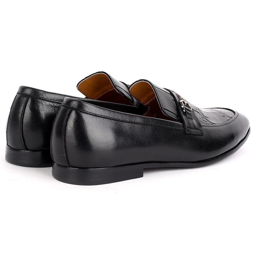 J.M Weston Black Exquisite Shoe With Gold Design - Obeezi.com