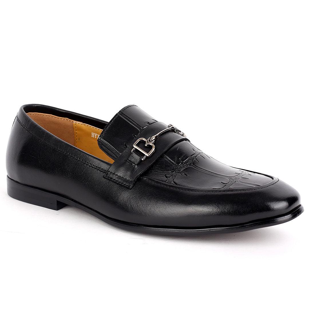 J.M Weston Black Exquisite Shoe With Gold Design - Obeezi.com