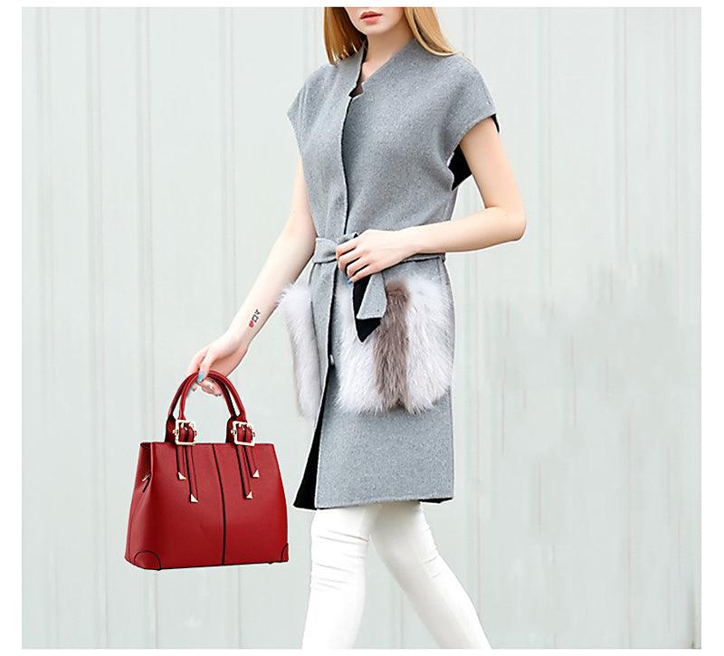 Kattee Style Genuine Leather Tote Bag Pink - Obeezi.com