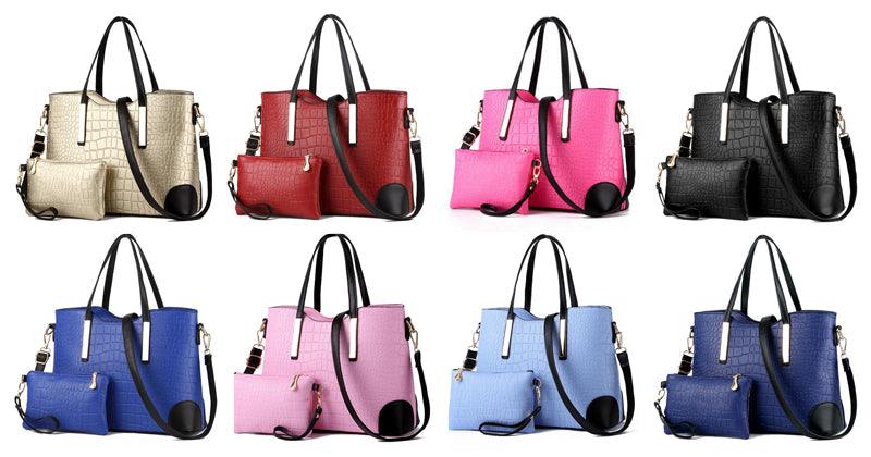 Luxury Designer Skyblue Croc Tote 2 In 1 Handbag - Obeezi.com