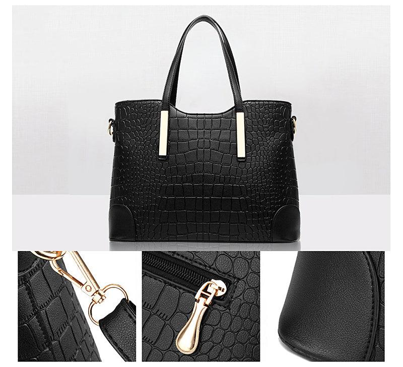 Luxury Designer Skyblue Croc Tote 2 In 1 Handbag - Obeezi.com
