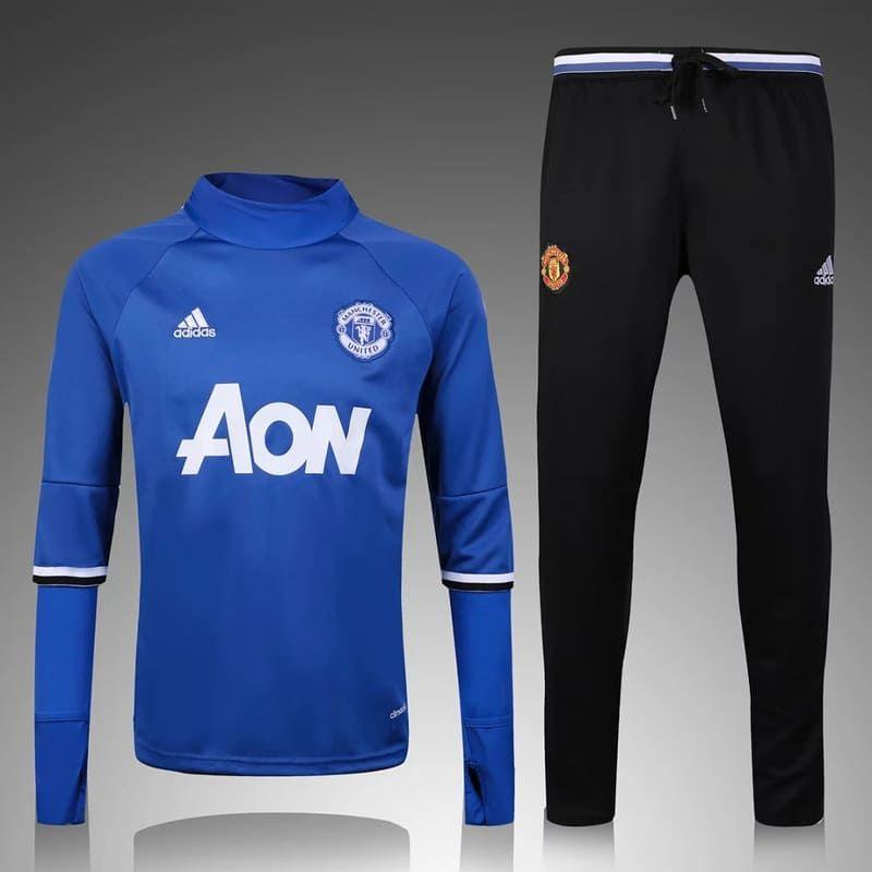 Manchester United 17/18 Training Kit Blue Tracksuits - Obeezi