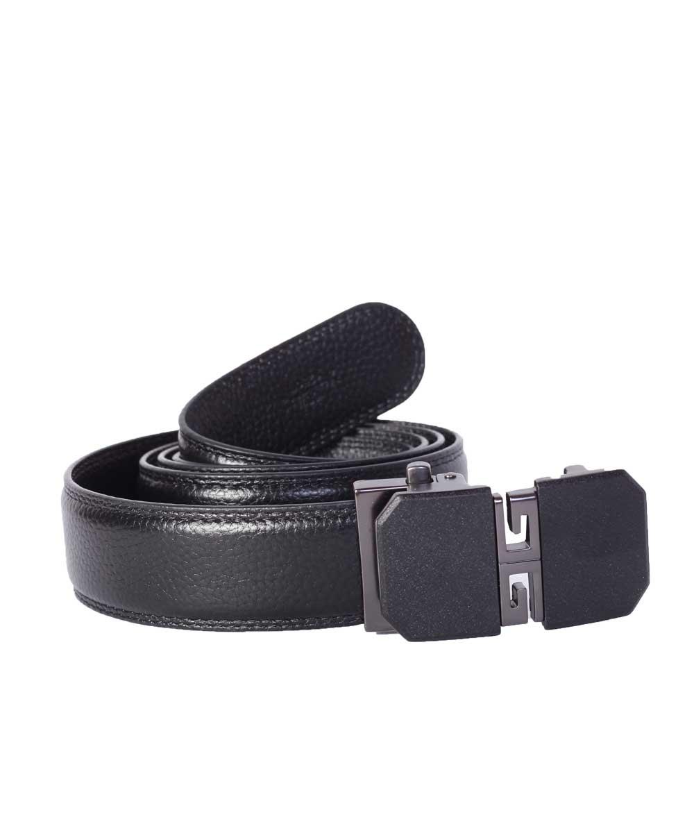 Men's Leather Stainless Steel Buckle Black Adjustable Belt - Obeezi.com