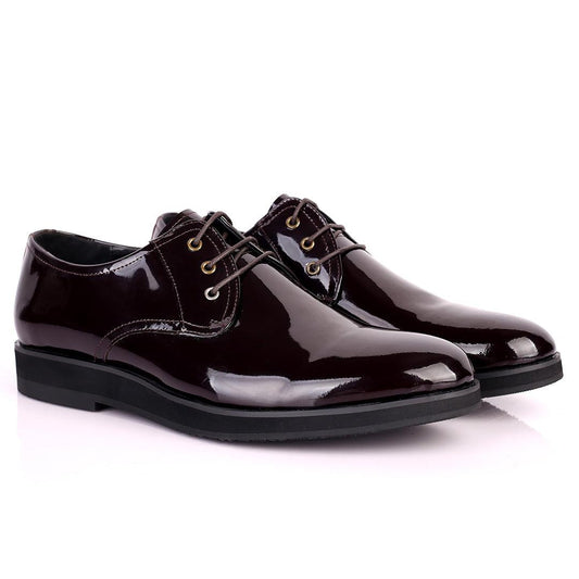 Prad Coffee Glossy Lace Up Men's Shoe - Obeezi.com