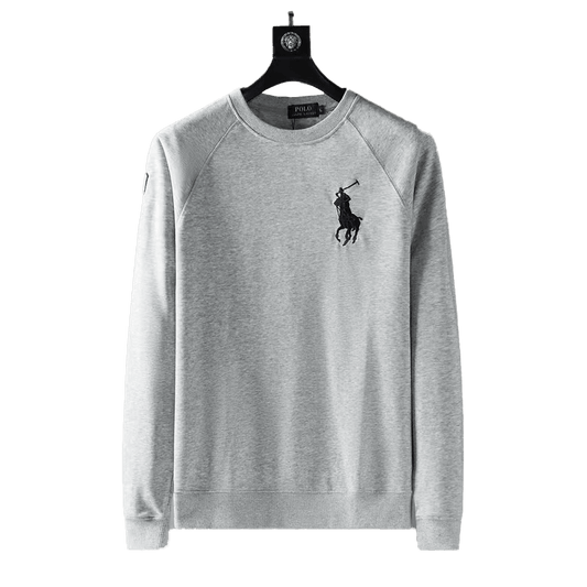 PRL Big Pony Designed Men's Round Neck Cotton Sweatshirt- Ash - Obeezi.com