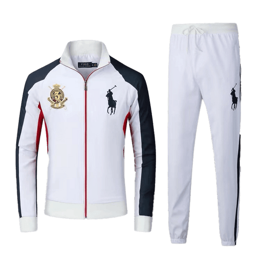 Prl Jockey Club Breathable Zip Down Polythene Tracksuit- White - Obeezi.com