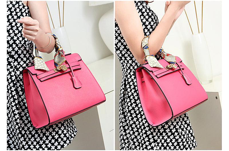 Stunning Padlock Birkin Inspired With Scarf - Black - Obeezi.com