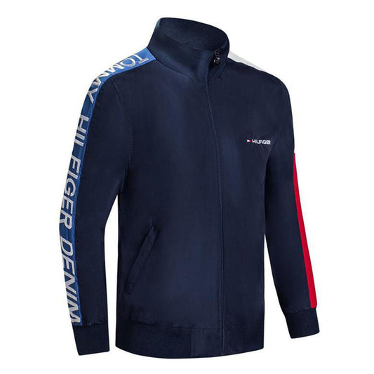 Tommy Jeans Branded Hand Logo Tracksuit Jacket- Navy-blue - Obeezi
