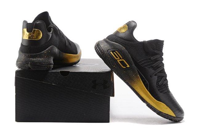 Under Armour Curry 4 Low Black Gold 2017 NBA Finals Mens Basketball Sneakers - Obeezi