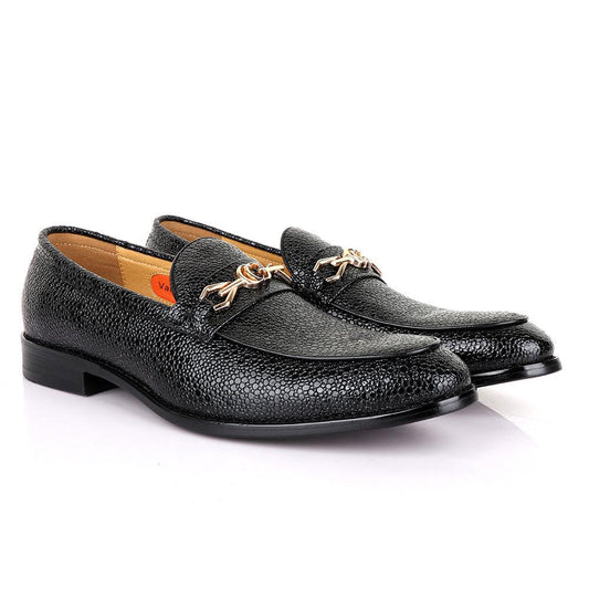 Valentino Classic Chain Glossy Black Leather Shoe - Obeezi