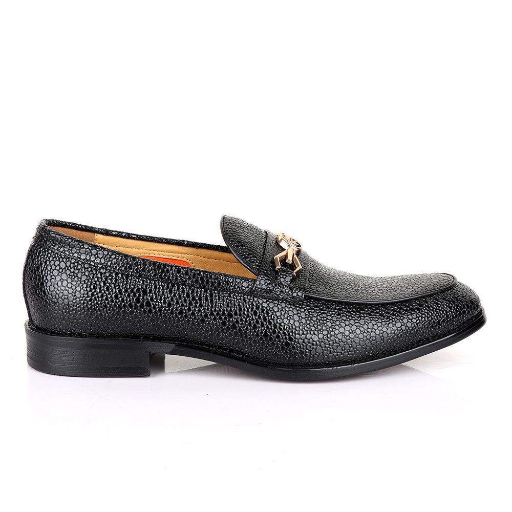 Valentino Classic Chain Glossy Black Leather Shoe - Obeezi
