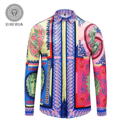 VE Vintage Medusa Pop Foulard Silk Shirt Multicolor - Obeezi