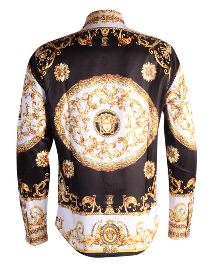 Versace Men's longsleeve Decorated Shirts In floral Golden - Obeezi