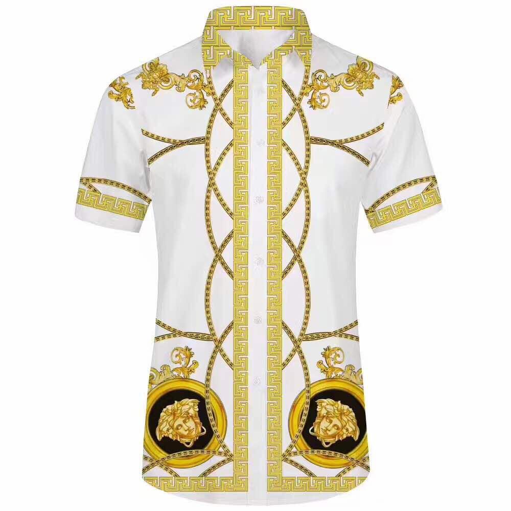 Vintage Ve JEANS White & Gold Short Sleeve Shirt - Obeezi